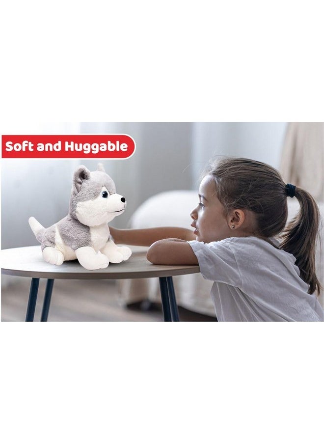 Plush Husky Dog Stuffed Animal Puppy Soft Toy, Adorable Gifts For Kids And Adult, Glitter Eyes Soft Toy, 35Cm (Grey)