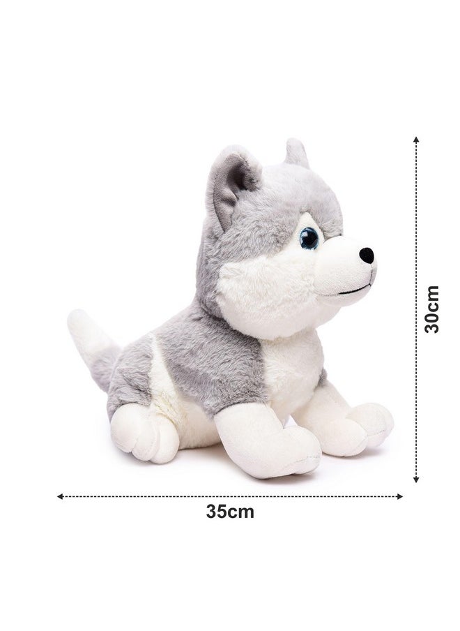 Plush Husky Dog Stuffed Animal Puppy Soft Toy, Adorable Gifts For Kids And Adult, Glitter Eyes Soft Toy, 35Cm (Grey)