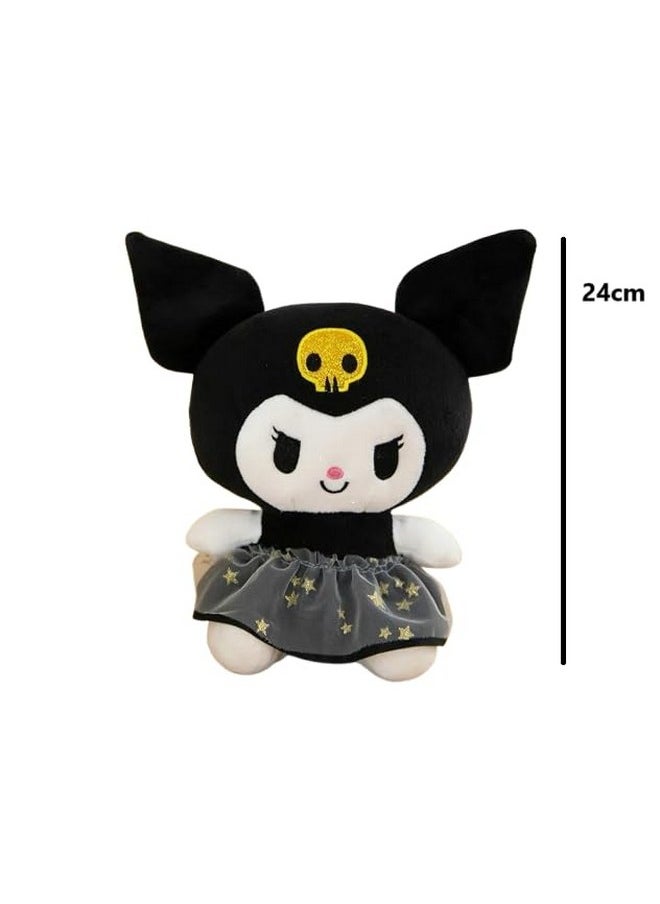 Kawaii Kuromi Soft Toy, 24Cm, Black And White