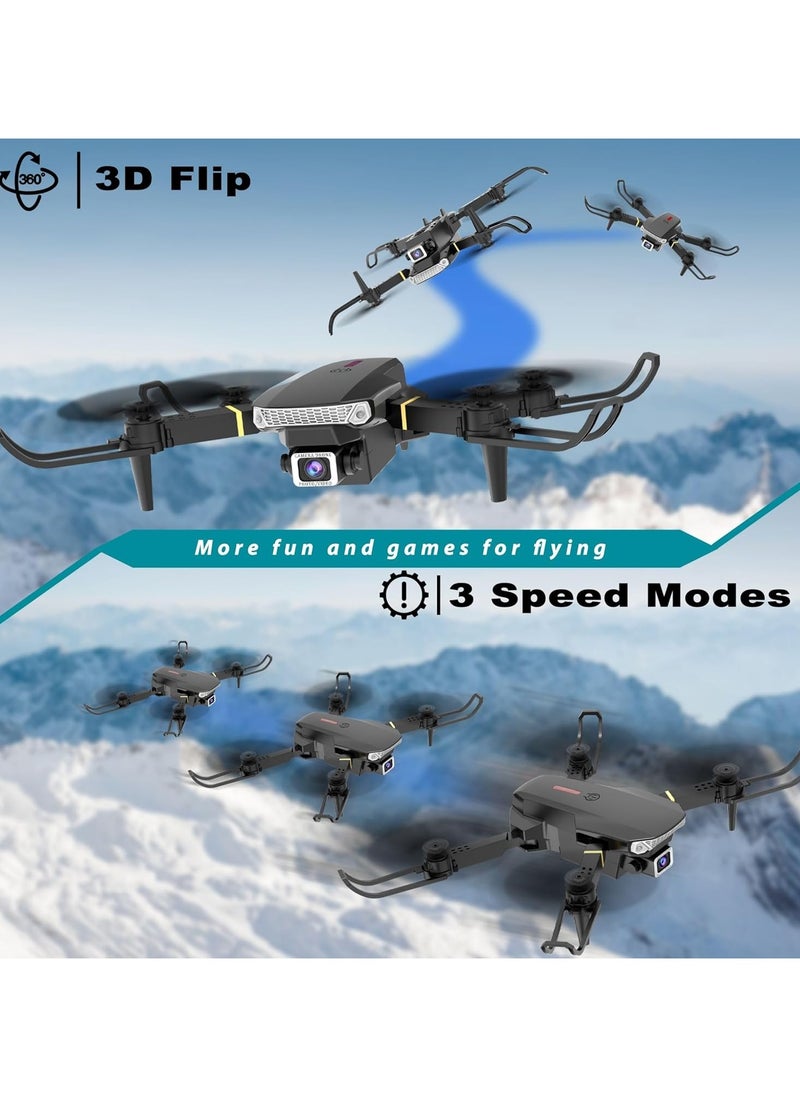 Foldable Quadcopter Drone with 4K Pro Camera for Adults, E88 Pro Max Remote Control Drone with Gesture Selfie, 3D Flips, Waypoint Flight, Altitude Hold, Long Control Range, Battery and Carrying Bag, Perfect Gift for Boys, Girls and Beginners