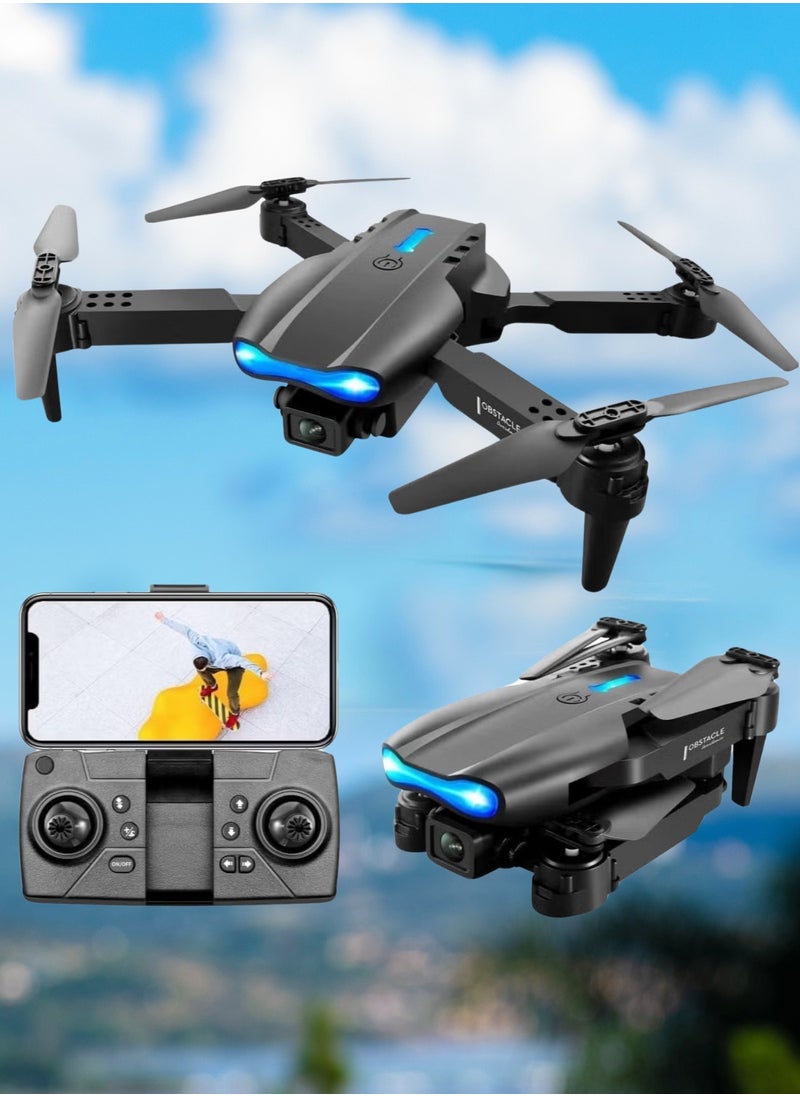 Foldable Motor Drone with 2 Cameras 40KM/h MAX Wind Resistant 4 Level 5GHz WIFI FPV Drones with HD Camera RC Quadcopter Drone for Children Adults 2 Batteries idea16 UAV