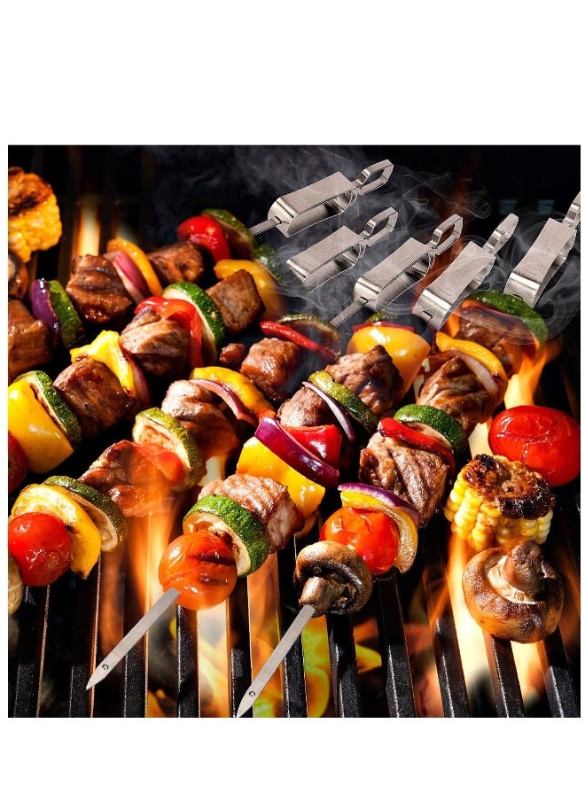 Metal Skewers for Grilling, 6 Pieces Kabob Skewers for GrillingFlat Blade BBQ Skewers with Slider