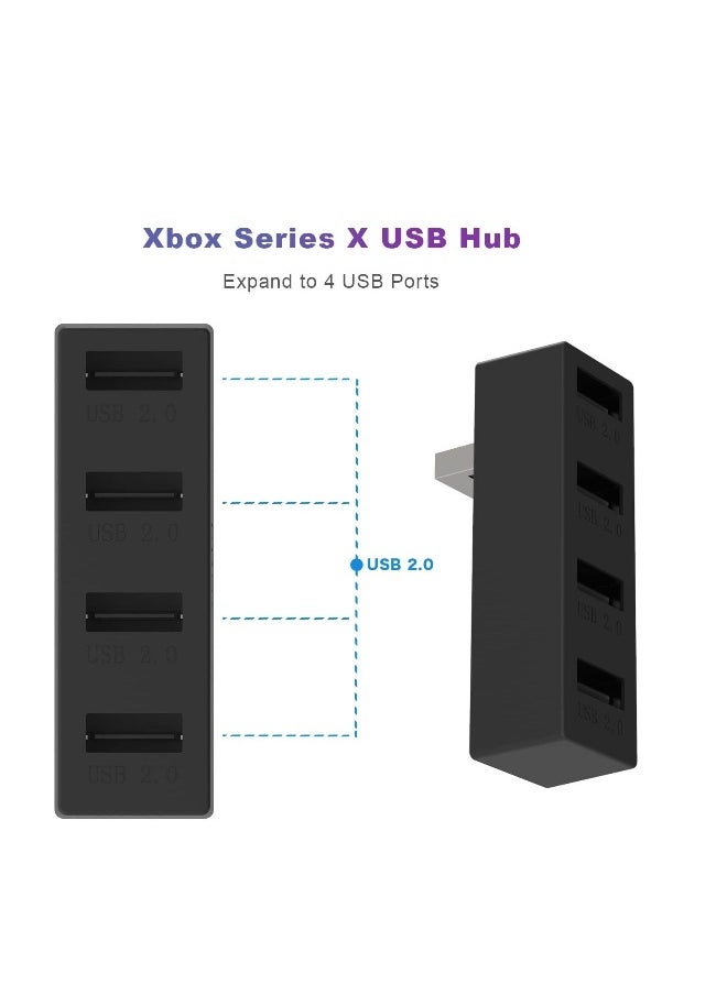 4 Ports USB Hub 2.0 for Xbox Series X/S, High Speed USB Hub Splitter, Expansion Adapter Compatible with Xbox Series X/S Console(Black)