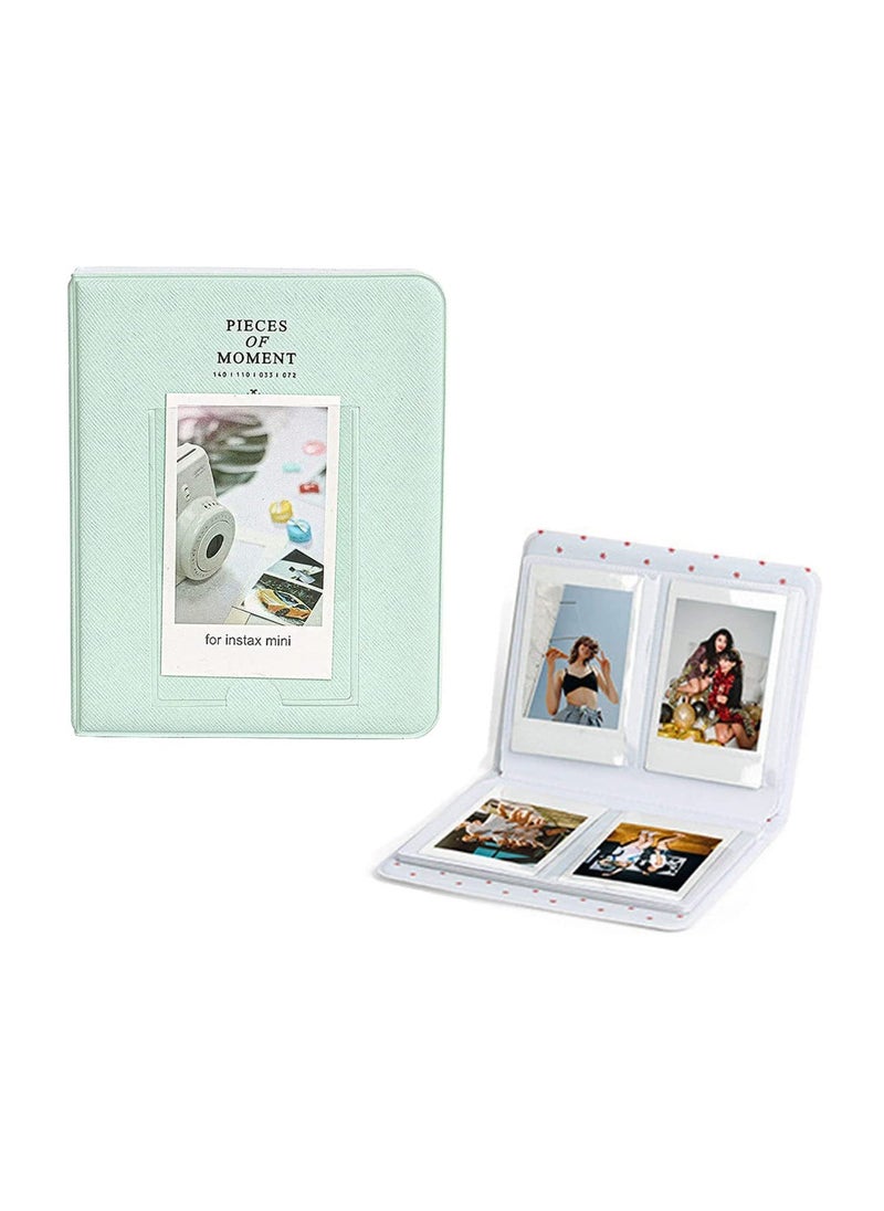 Protective Case for Fujifilm Instax Mini 12 Instant Camera, PU Leather Camera Carrying Bag Cover with Adjustable Shoulder Strap and Mini Photo Album 64 Pockets - Mint Green