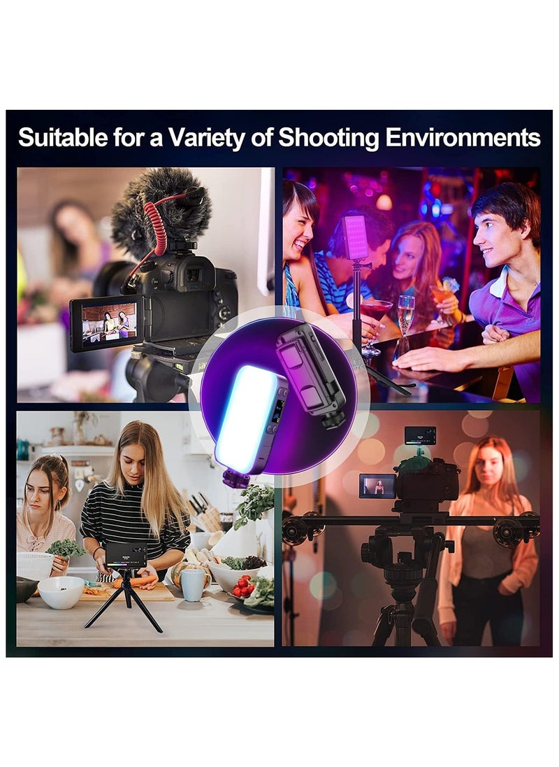 Portable Rechargeable RGB LED Photography Selfie Light with Front & Back Phone Clip Tripod, Fill Light with Bracket,3 Light Modes, Phone Light for Selfie/Laptop/Camera Light/Video Conference/Makeup