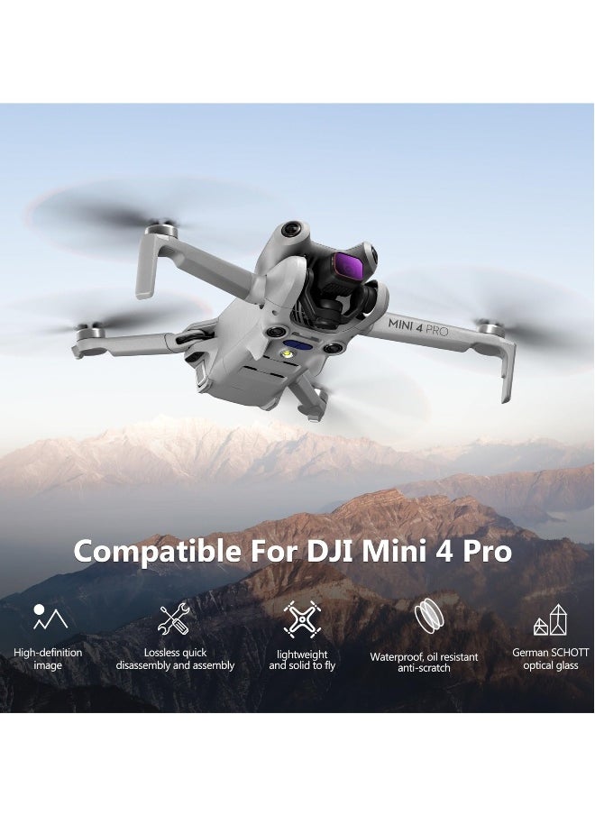 Mini 4 Pro Filters, Multi-Coated ND Filters Set for DJI Mini 4 Pro Drone Accessories - 6-Pack Includes ND8, ND16, ND32, ND64, ND256, and CPL Filters