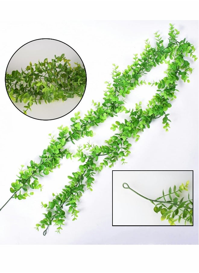 Artificial Vines, 2 Pcs Faux Silk Eucalyptus Leaves