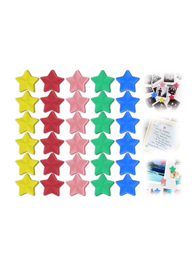 30 Pack Fridge Magnet Star Magnets Heavy Duty Round Refrigerator Whiteboard Locker 5 Colors