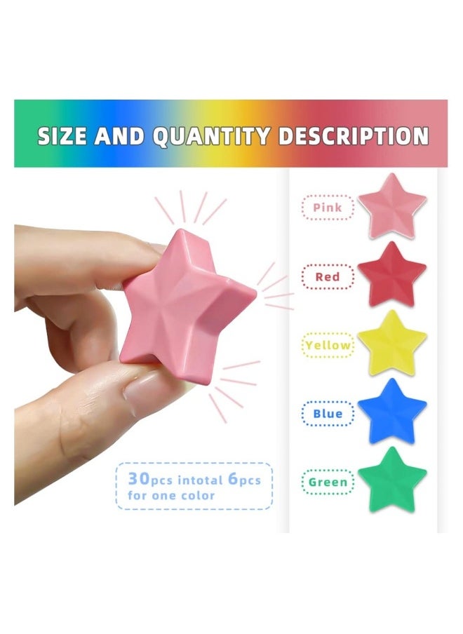 30 Pack Fridge Magnet Star Magnets Heavy Duty Round Refrigerator Whiteboard Locker 5 Colors