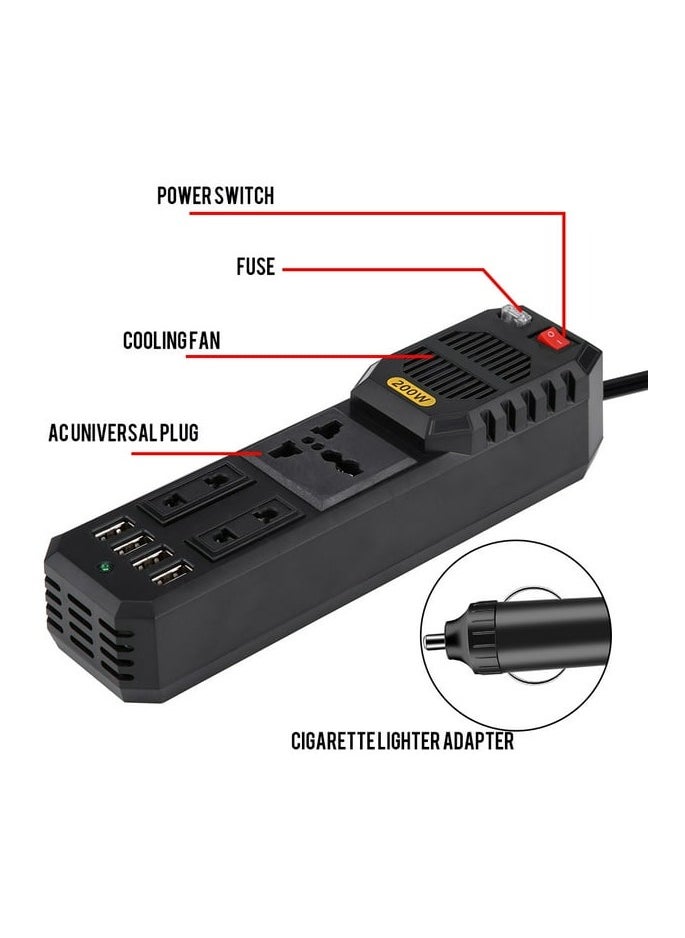 Power Inverter,200W DC 12V to Car Power Inverter W Power Inverter High Capacity