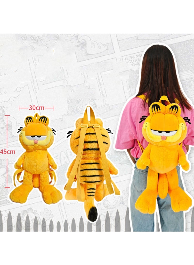 45cm Orange Cat Backpack Plush Toy | Character Details | Soft And Cute | Cartoon Doll | Suitable As A Gift