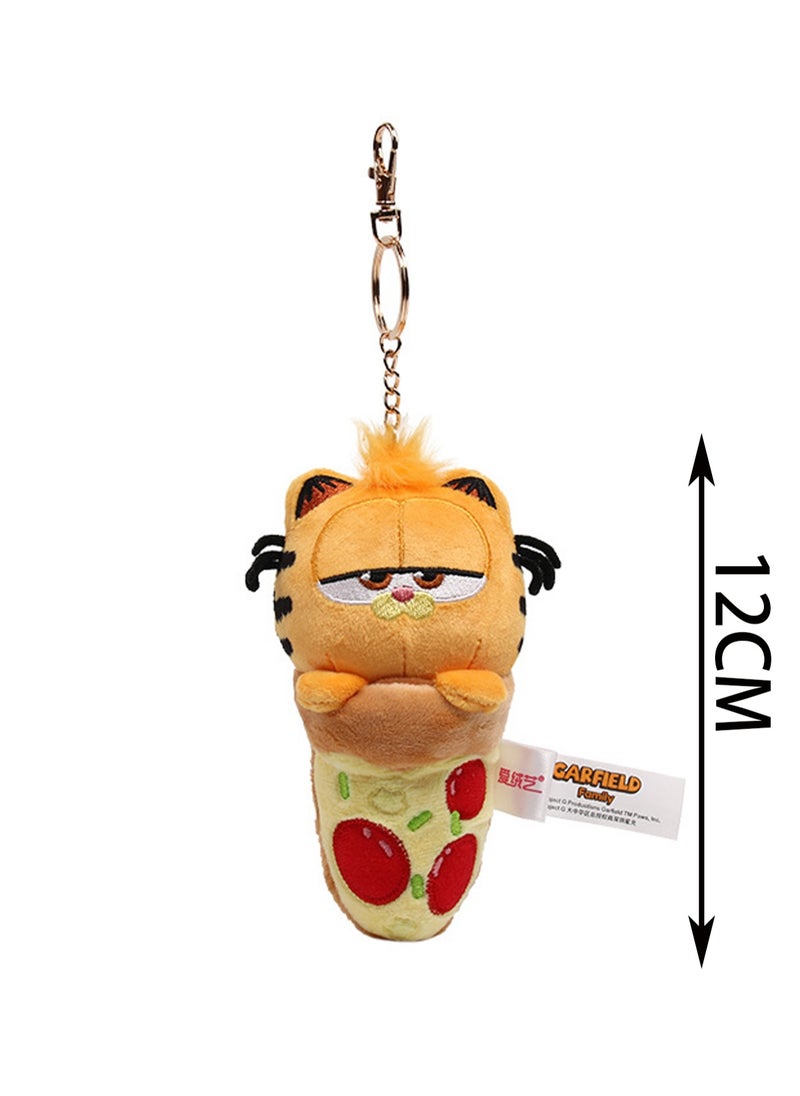 12cm Kitten Pizza Pendant Orange Cat Family Keychain Plush Doll Backpack Accessories Bag Pendant Cartoon Bag Accessories Doll Gift