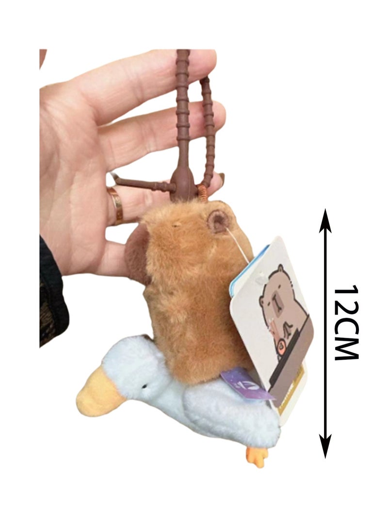 12cm Big Goose Capybara Pendant Keychain Plush Doll Backpack Accessories Bag Pendant Cartoon Bag Accessories Doll Gift