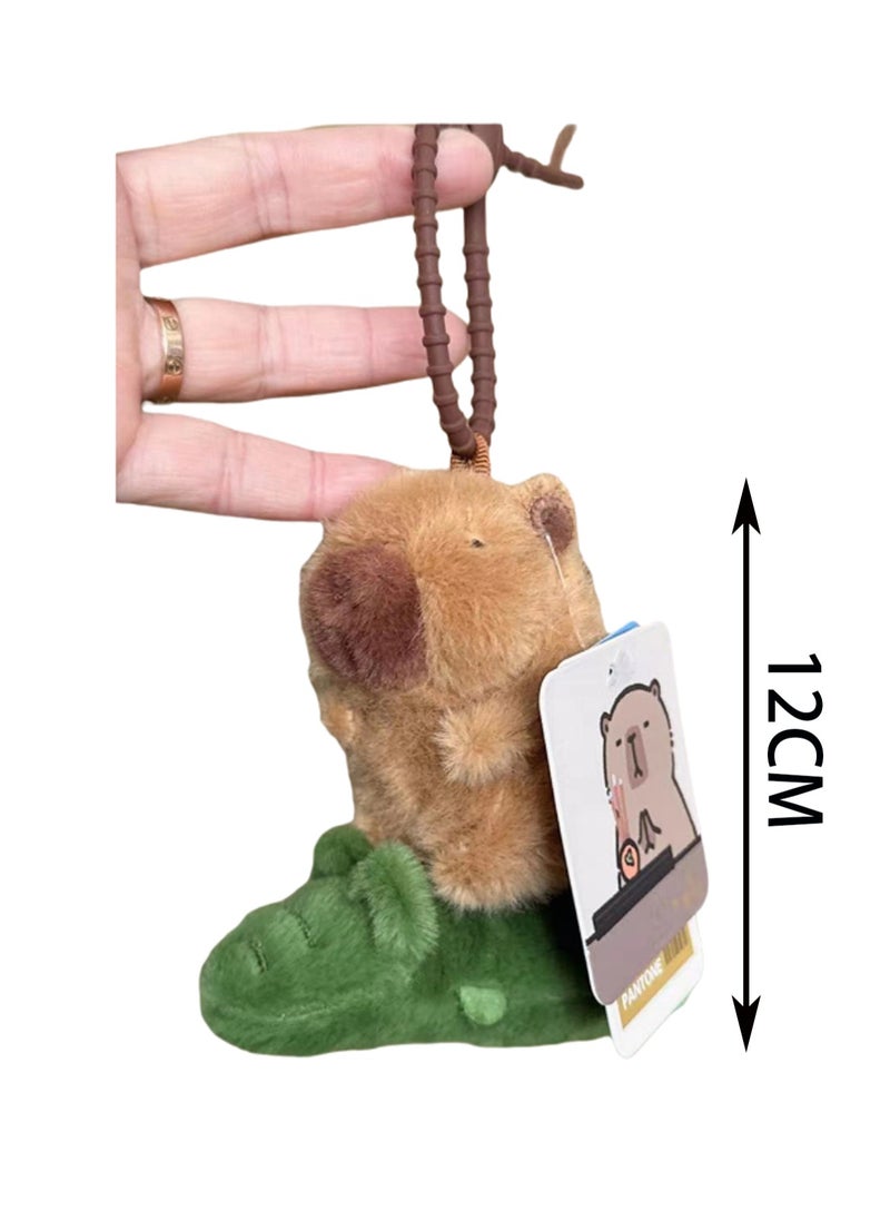 12cm Crocodile Capybara Pendant Keychain Plush Doll Backpack Accessories Bag Pendant Cartoon Bag Accessories Doll Gift