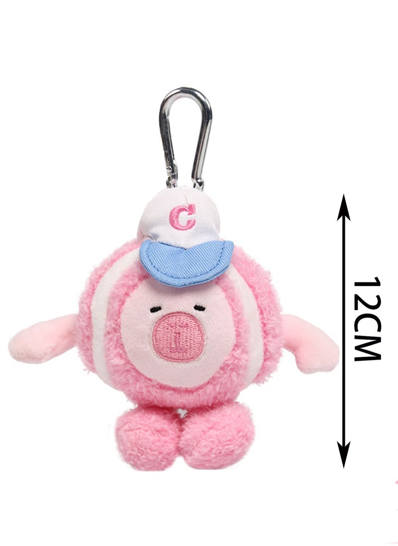 12cm Sports Pig Tennis Pendant Pink Keychain Plush Doll Backpack Accessories Bag Pendant Cartoon Bag Accessories Doll Gift