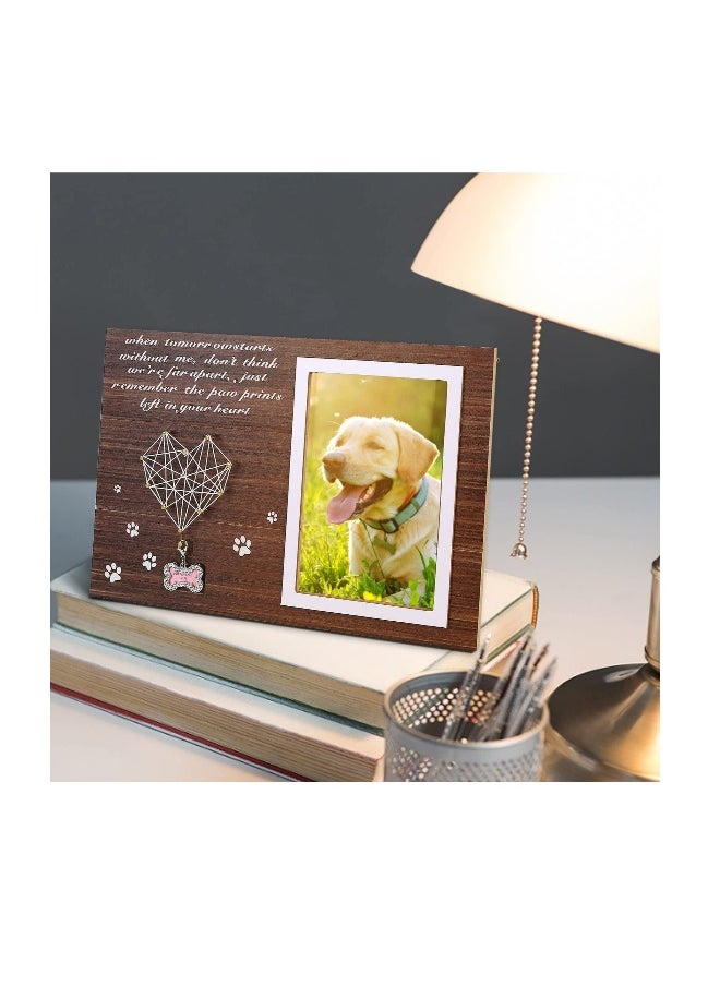 Pet Memorial Picture Frame, Dog Memorial Gifts, 105 cm Rope Pet Photo Wood Frame, Loss of Dog Remembrance Gifts for Pet Lovers