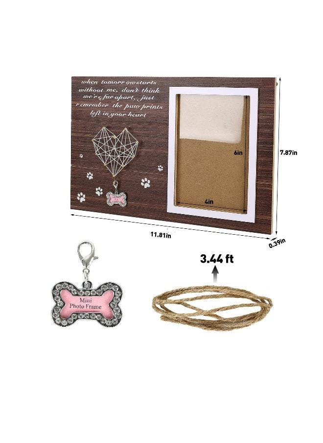 Pet Memorial Picture Frame, Dog Memorial Gifts, 105 cm Rope Pet Photo Wood Frame, Loss of Dog Remembrance Gifts for Pet Lovers