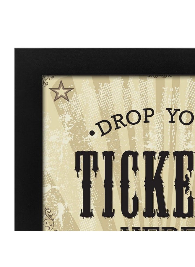 7X9 Drop Your Tickets Here Shadow Box Frame With Polished Glass - Memory Ticket Shadow Box With Slot On Top For Wall - Black Ticket Box For Sports, Concert, Movie Stub Or Travel Keepsake