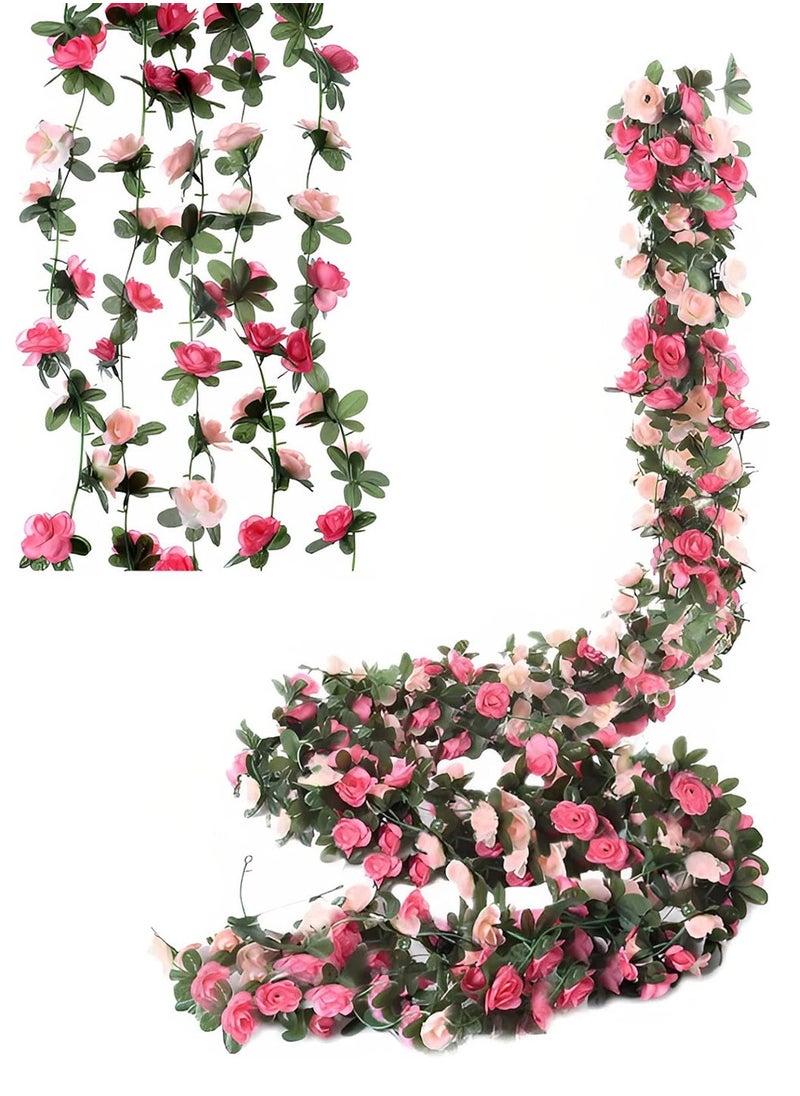 5 Pack 98 inch Artificial Rose Vine Flower, Garland Fake Rose Vine Hanging Rose Ivy Flower Plants Artificial,Home Hotel Office Weddin Party Garden Craft Art Decor