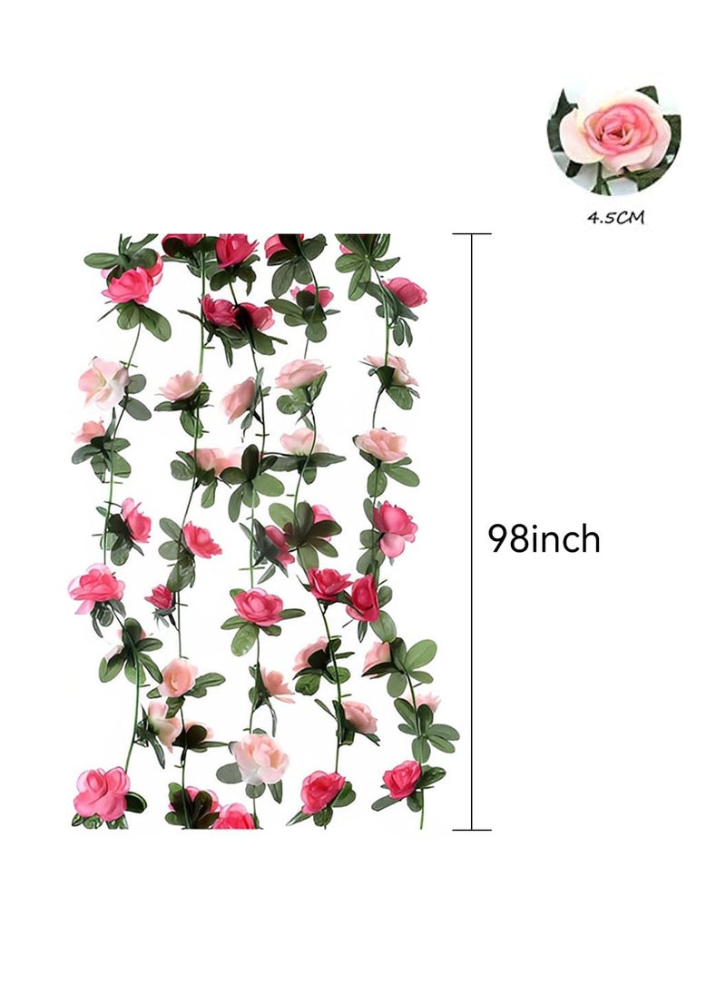 5 Pack 98 inch Artificial Rose Vine Flower, Garland Fake Rose Vine Hanging Rose Ivy Flower Plants Artificial,Home Hotel Office Weddin Party Garden Craft Art Decor