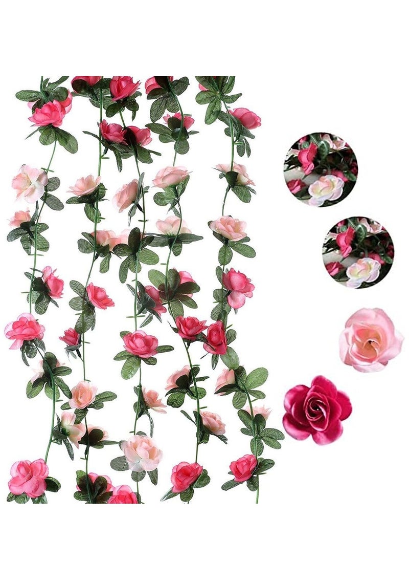 5 Pack 98 inch Artificial Rose Vine Flower, Garland Fake Rose Vine Hanging Rose Ivy Flower Plants Artificial,Home Hotel Office Weddin Party Garden Craft Art Decor