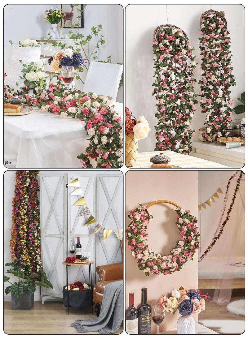 5 Pack 98 inch Artificial Rose Vine Flower, Garland Fake Rose Vine Hanging Rose Ivy Flower Plants Artificial,Home Hotel Office Weddin Party Garden Craft Art Decor