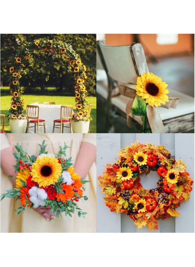 Fake Sunflowers, Artificial Sunflower Heads, Faux Silk Sunflower Decoration for Christmas Tree Craft Home Party Wedding Decor 32pcs, 3.5