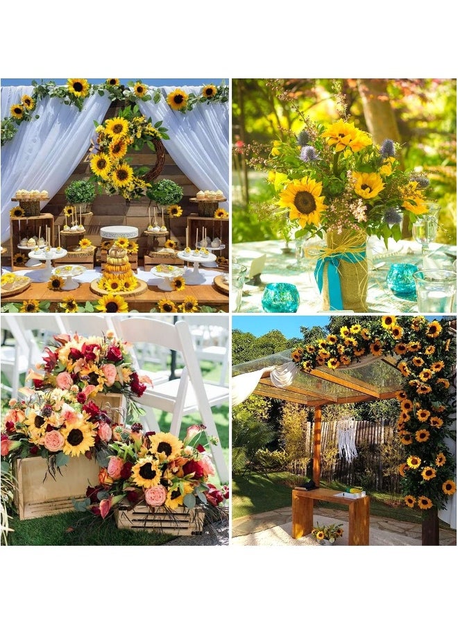 Fake Sunflowers, Artificial Sunflower Heads, Faux Silk Sunflower Decoration for Christmas Tree Craft Home Party Wedding Decor 32pcs, 3.5