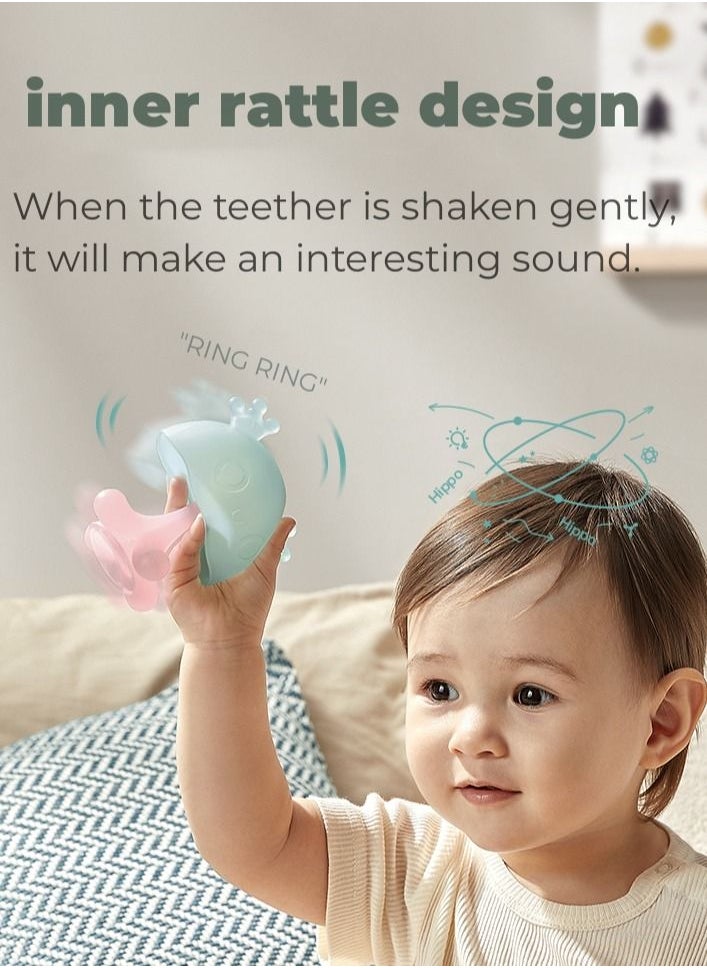 Baby Teether Teething Toys for Babies 3 Months+ Silicone Sensory Rattle Teething Pacifiers for Baby Teething Relief BPA Free