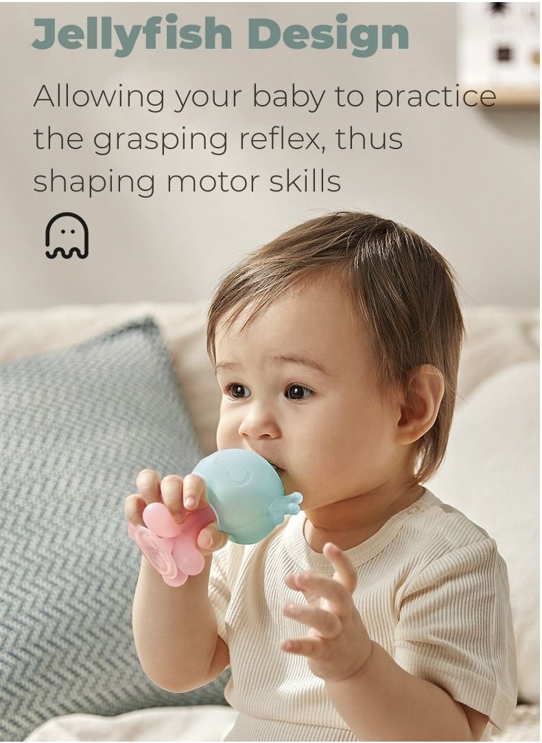 Baby Teether Teething Toys for Babies 3 Months+ Silicone Sensory Rattle Teething Pacifiers for Baby Teething Relief BPA Free