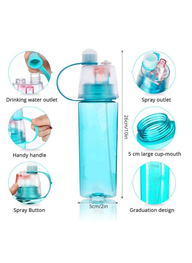 Spray Water Bottle For Drinking Sports Water Bottle Cycling BPA Free 600ml For Running Climbing Gym Cycling Hiking Mountaineering