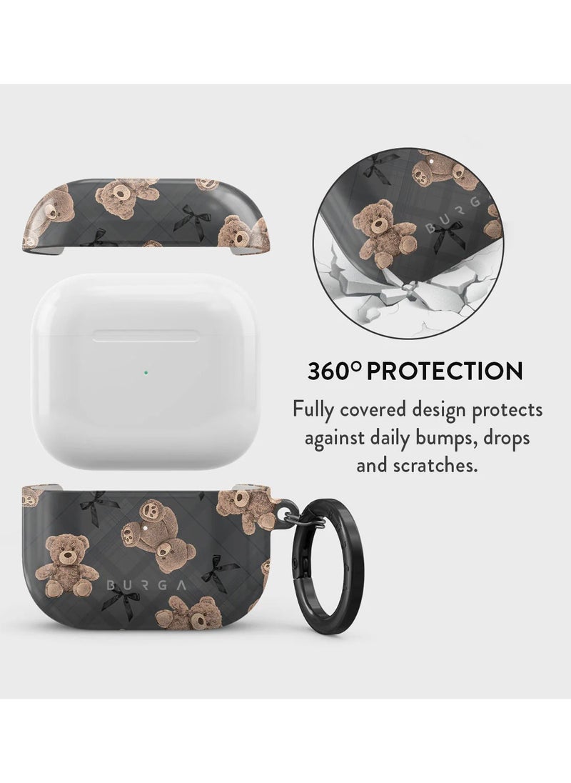 Burga Protective Airpod 3 Case Cover Compatible Airpods 3rd Generation Hardcase Charging Case LED Visible Wireless Charger Earbuds Case Cute Teddy BFF