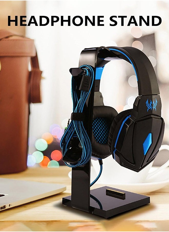 gaming headphone stand with wired organizer and phone holder