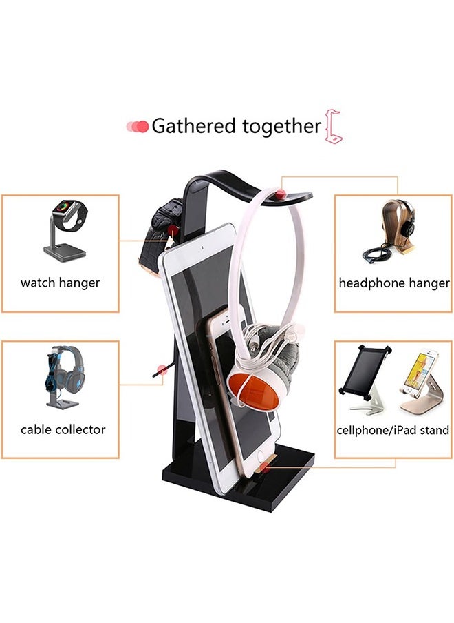 gaming headphone stand with wired organizer and phone holder