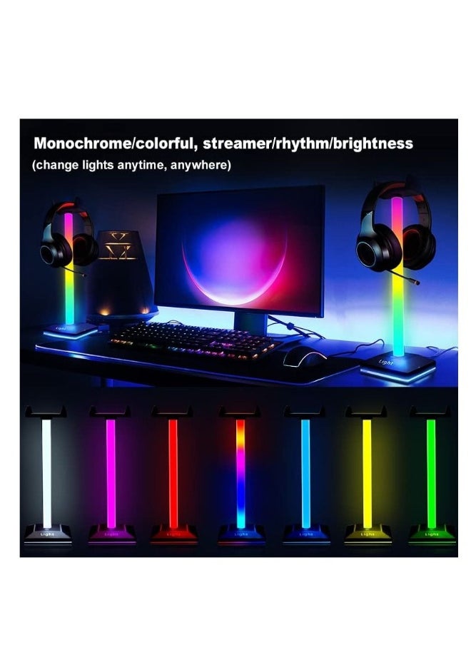 RGB Light Headphone Stand with USB Charger Port, Desk Gaming Headset Holder, Headset Holder Hanger Base for Gamers Desktop Table Game Earphone Accessories