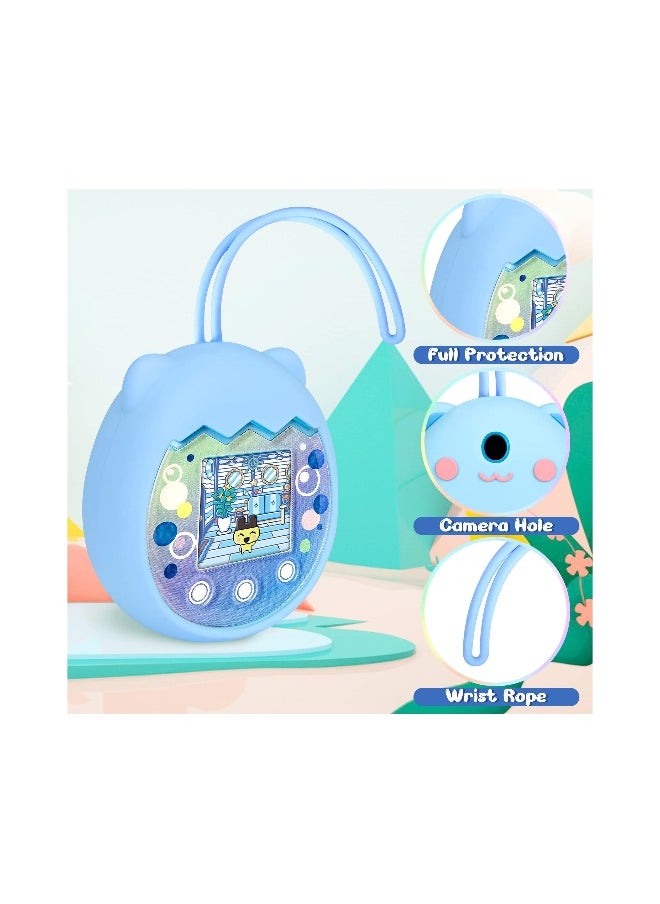 Silicone Cover for Tamagotchi Pix Virtual Pet Game Machine, with Finger Lanyard (Blue)