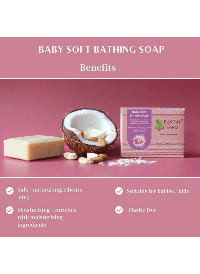 Handmade Baby Soft Bathing Soap (Coconut Milk, Almond Milk, Oat Milk, Kokum Butter), 100G, Pack Of 2