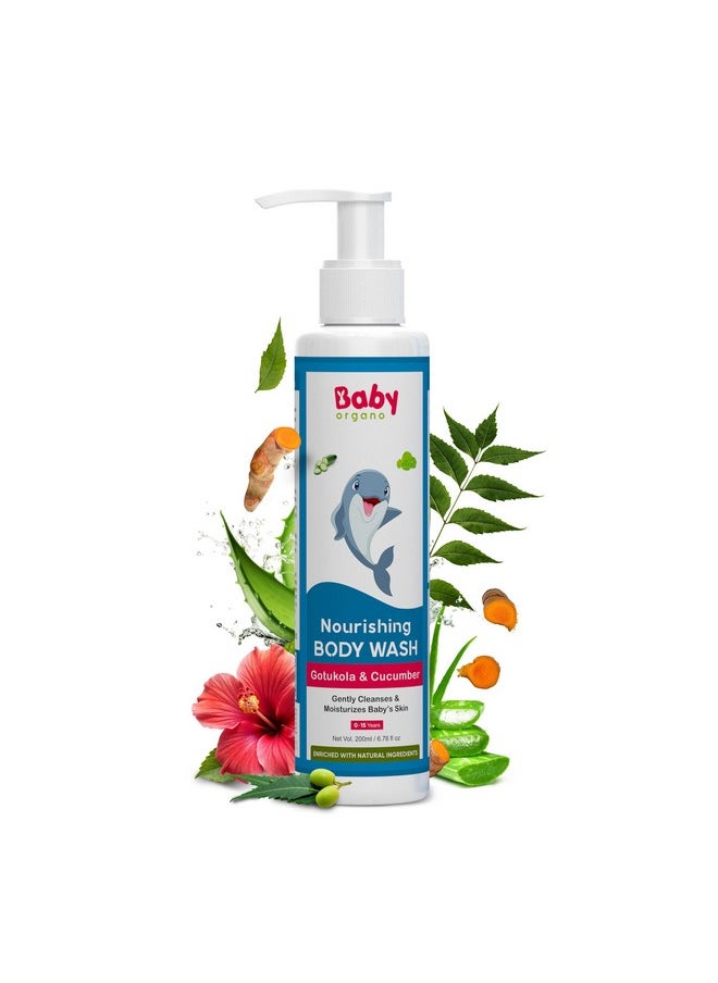 Baby Body Wash 200Ml For Kids With Aloe Vera, Hibiscus & Neem, Cleanse Moisturize Head To Toe, All Skin Type, Paraben Free, Fdca Approved