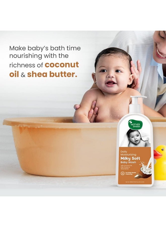 Milky Soft Baby Body Wash - 400Ml | With Milk Protein & Coconut Oil | Ph Balanced Natural Baby Wash | Tear Free Formula For Baby Bath