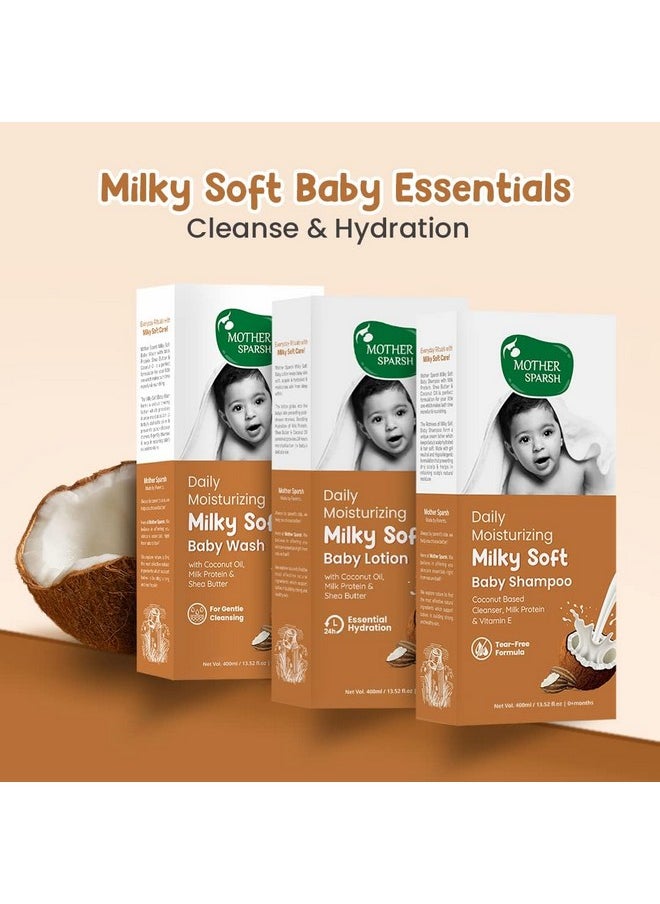 Milky Soft Baby Body Wash - 400Ml | With Milk Protein & Coconut Oil | Ph Balanced Natural Baby Wash | Tear Free Formula For Baby Bath