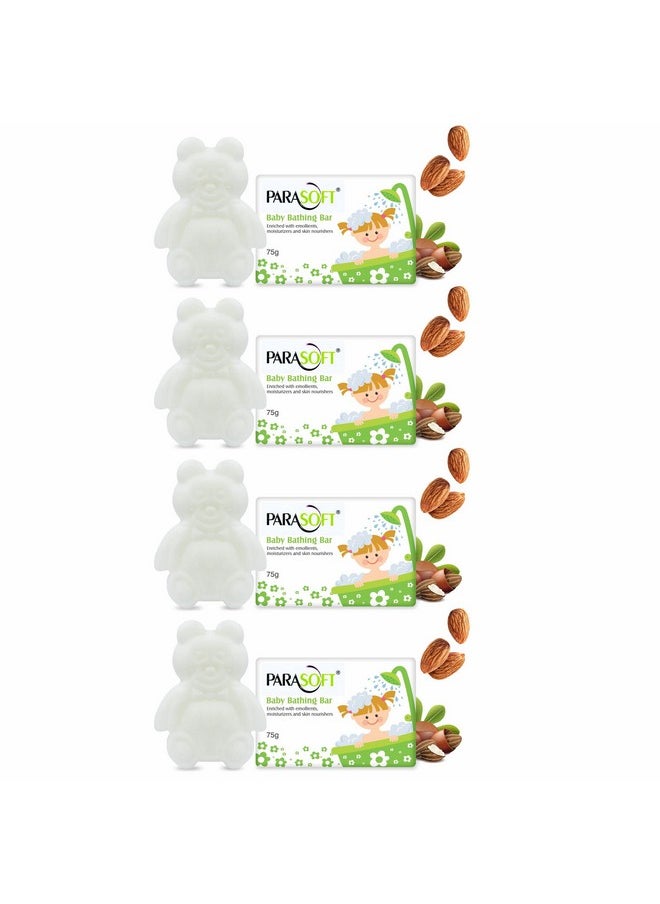 Baby Soap Mild & Gentle Daily Moisturizing, Cleansing And Nourishing Baby Bathing Bar With Jojoba Oil, Almond Oil & Vitamin E For Sensitive Skin - 75 Gm(Pack Of 4)