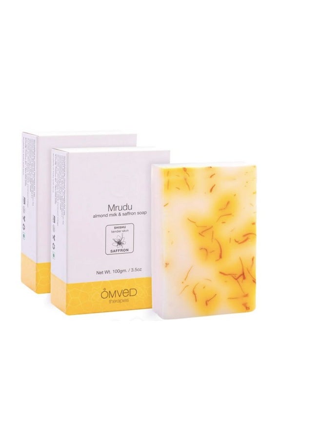 Mrudu Almond Milk And Saffron Extra Moisturizing Baby Soap - 100G (Pack Of 2)