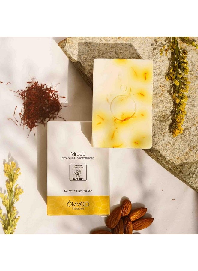 Mrudu Almond Milk And Saffron Extra Moisturizing Baby Soap - 100G (Pack Of 2)