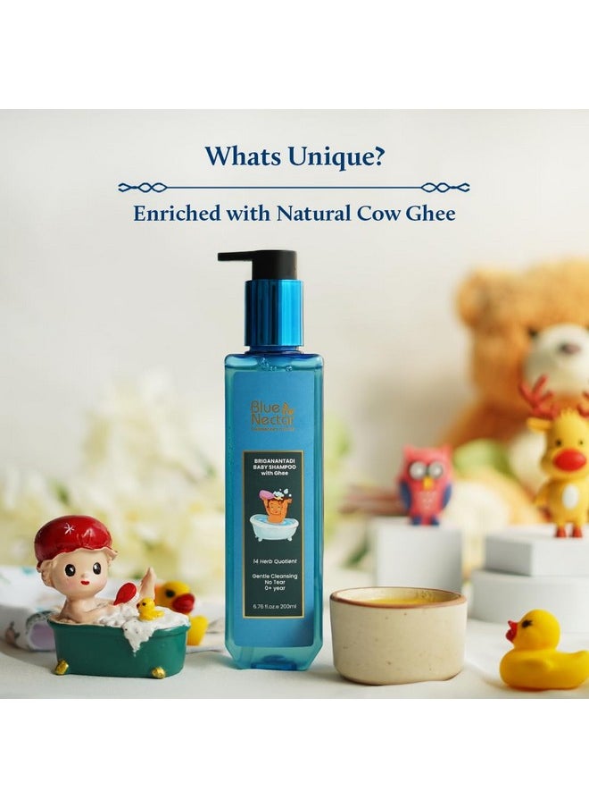 Baby Shampoo For Kids With Natural Ghee | No Tear Formula | Natural Baby Care Product For New Born | For 0+ Years | Mild Shampoo For Dry & Sensitive Skin (200Ml, 14 Herbs)