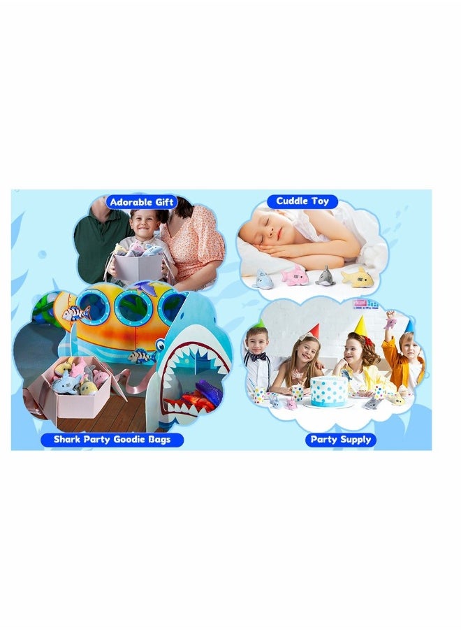 12 Pcs Mini Stuffed Animal Soft Shark Plush Toys Shark Party Favors Shark Party Bag Tiny Ocean Animal Toys for Baby Toddlers Kids Stocking Stuffs 10CM