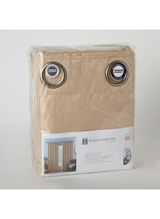 Amelia 2-Piece Extra Long Blackout Curtain Set 140 x 300 cm