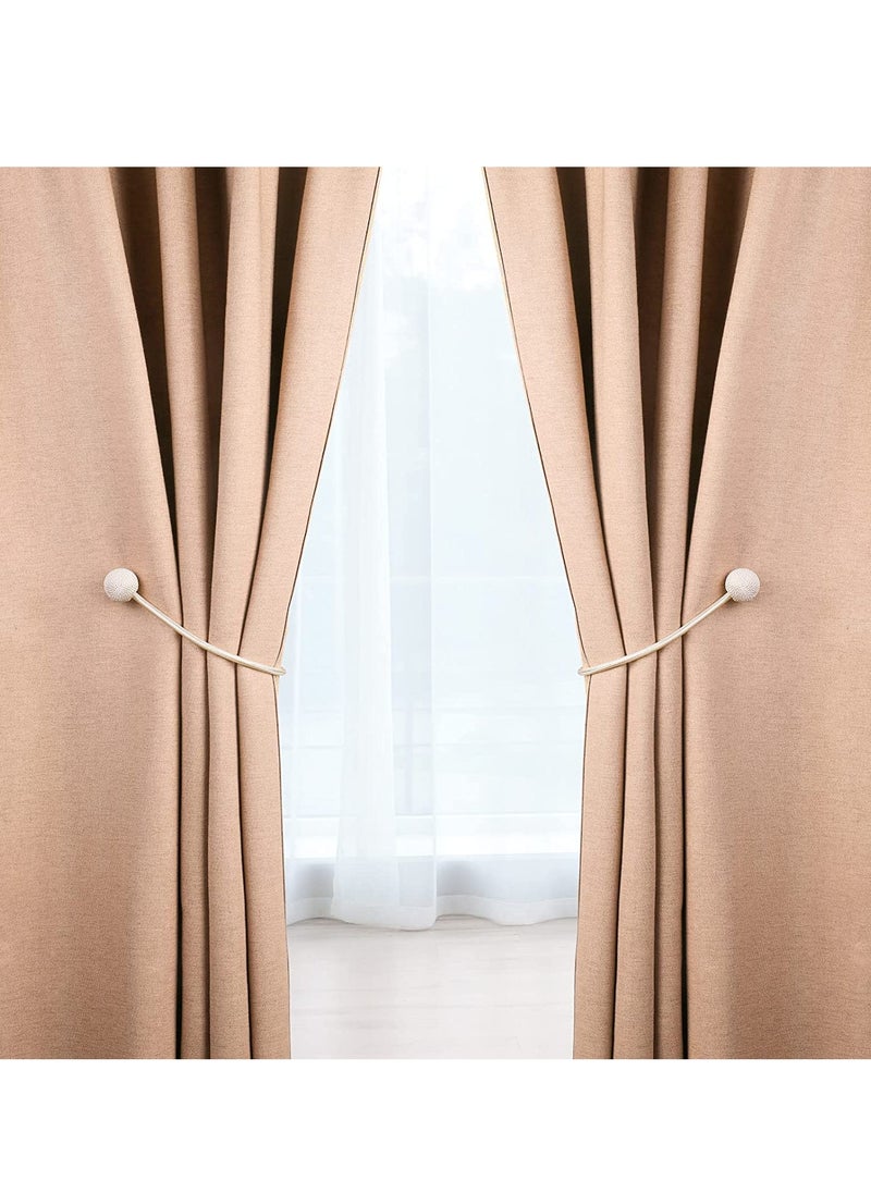 INOVERA (LABEL) 2 Pieces Window Curtain Tiebacks Drapery Hold-Backs Band for Office Home Decorative (Pair 1, Beige)