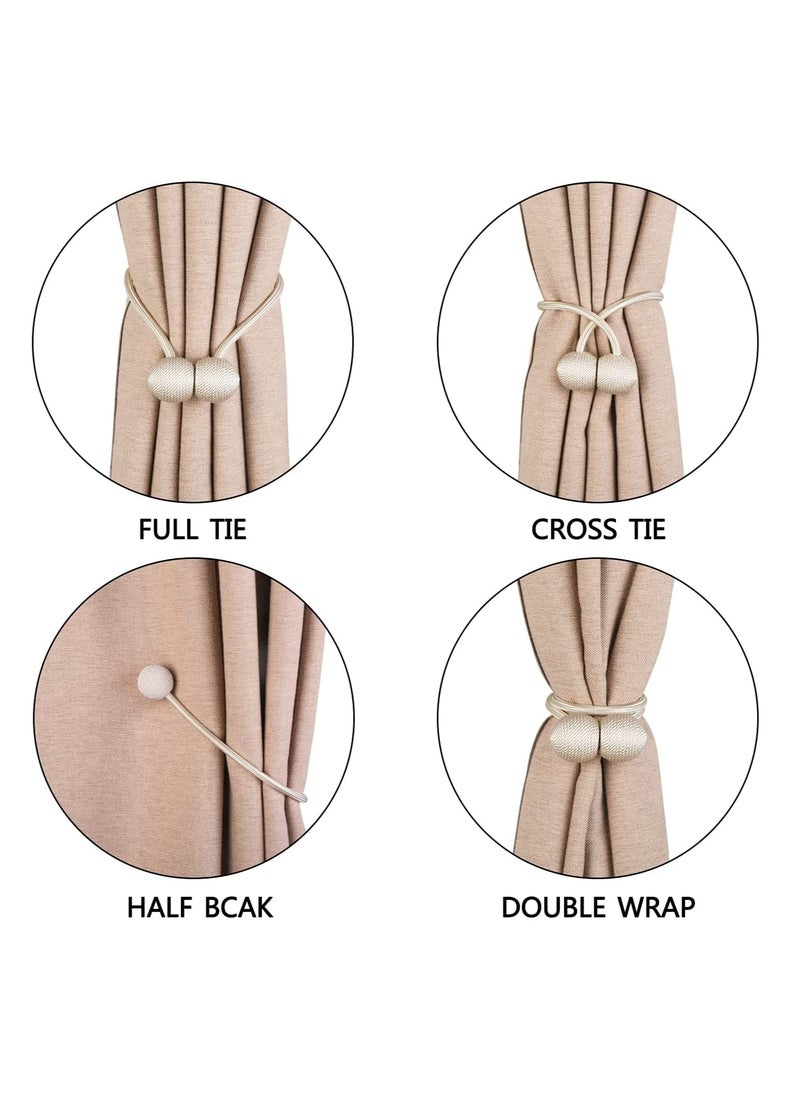 INOVERA (LABEL) 2 Pieces Window Curtain Tiebacks Drapery Hold-Backs Band for Office Home Decorative (Pair 1, Beige)