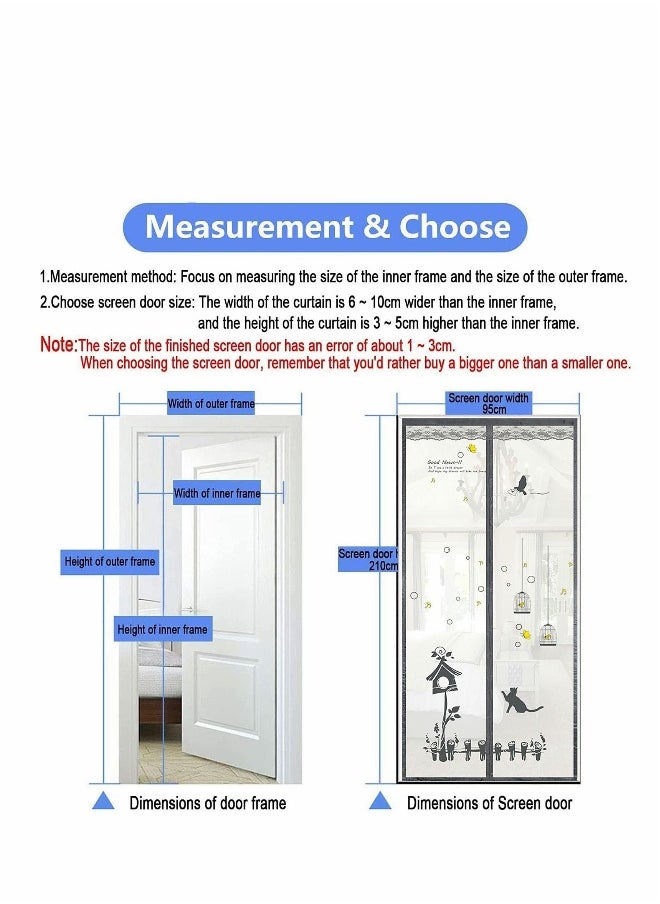 Magnetic Screen Door 36 Magnets with Heavy Duty Mesh Curtain Hands Free Door Curtains Tight Self Closing Magnetic Seal Mesh Screen Door with Magnets,