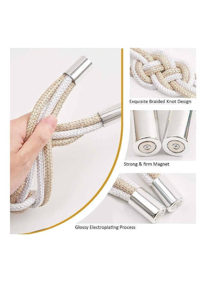 2 Packs Magnetic Curtain Tiebacks, Nordic Simple Style Drape Tie Backs Weave Rope Knot Decorative Curtain Holdbacks